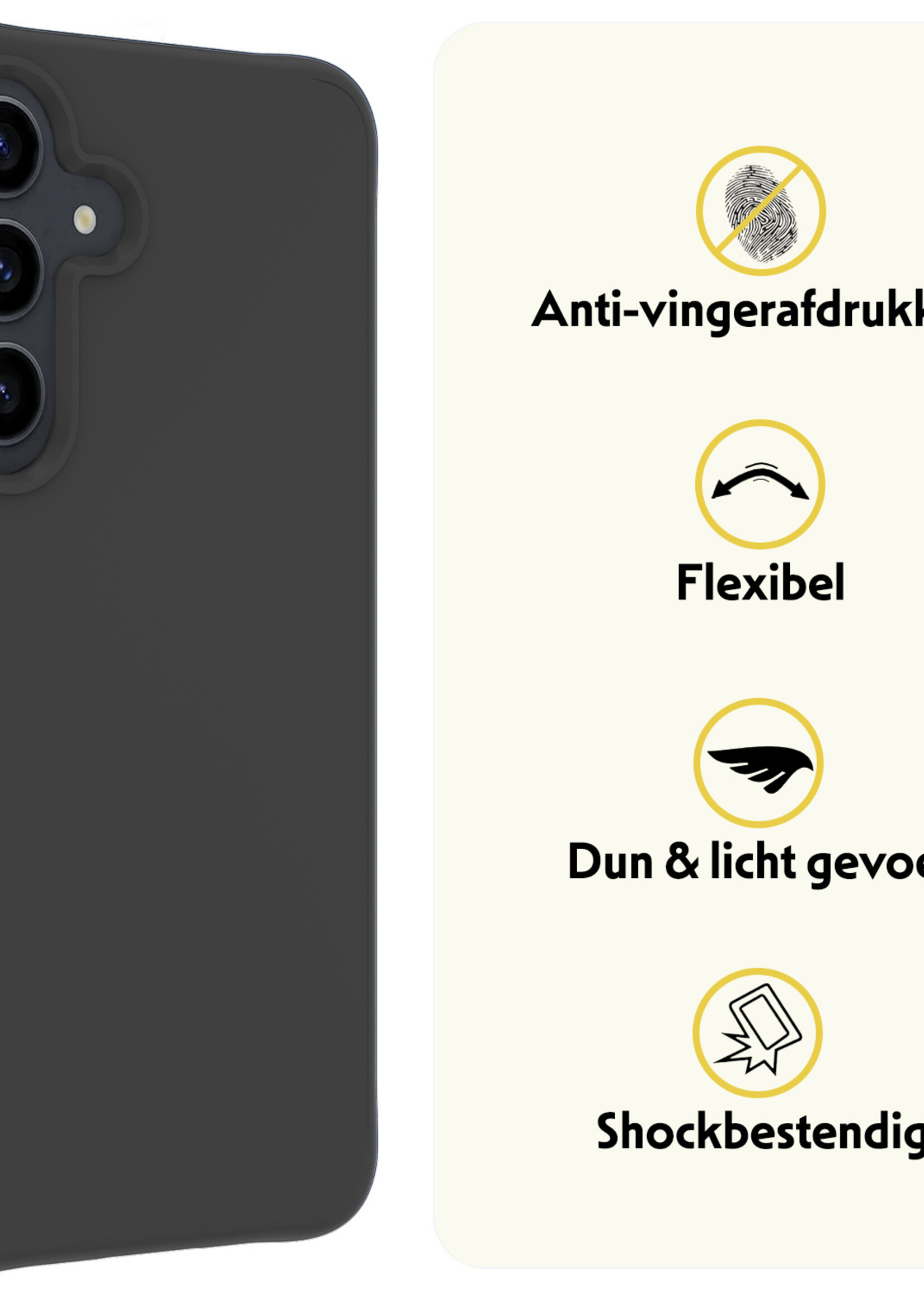 LUQ Hoesje Geschikt voor Samsung S23 FE Hoesje Siliconen Case - Hoes Geschikt voor Samsung Galaxy S23 FE Hoes Siliconen - Zwart - 2 Stuks