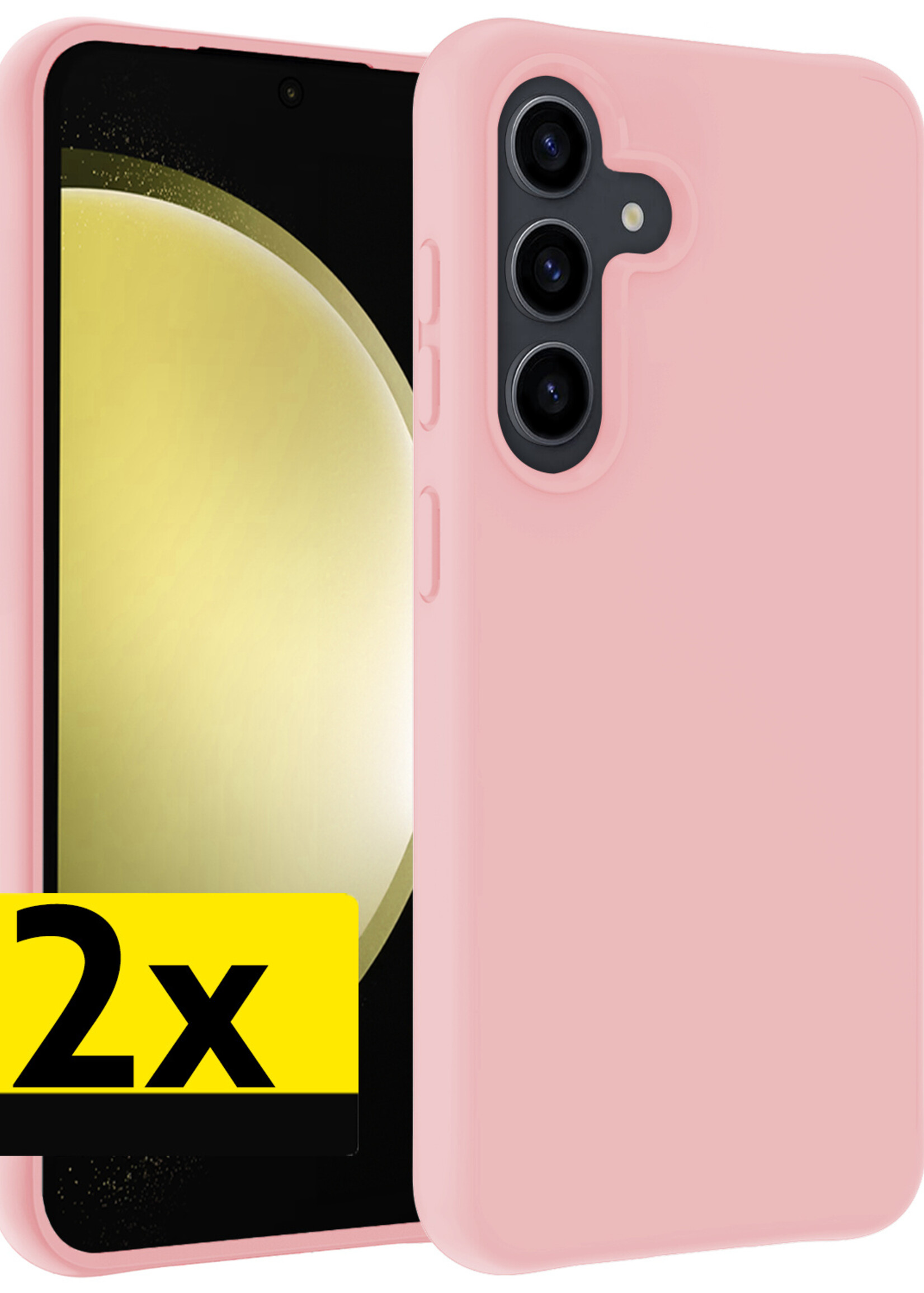 LUQ Hoesje Geschikt voor Samsung S23 FE Hoesje Siliconen Case - Hoes Geschikt voor Samsung Galaxy S23 FE Hoes Siliconen - Lichtroze - 2 Stuks