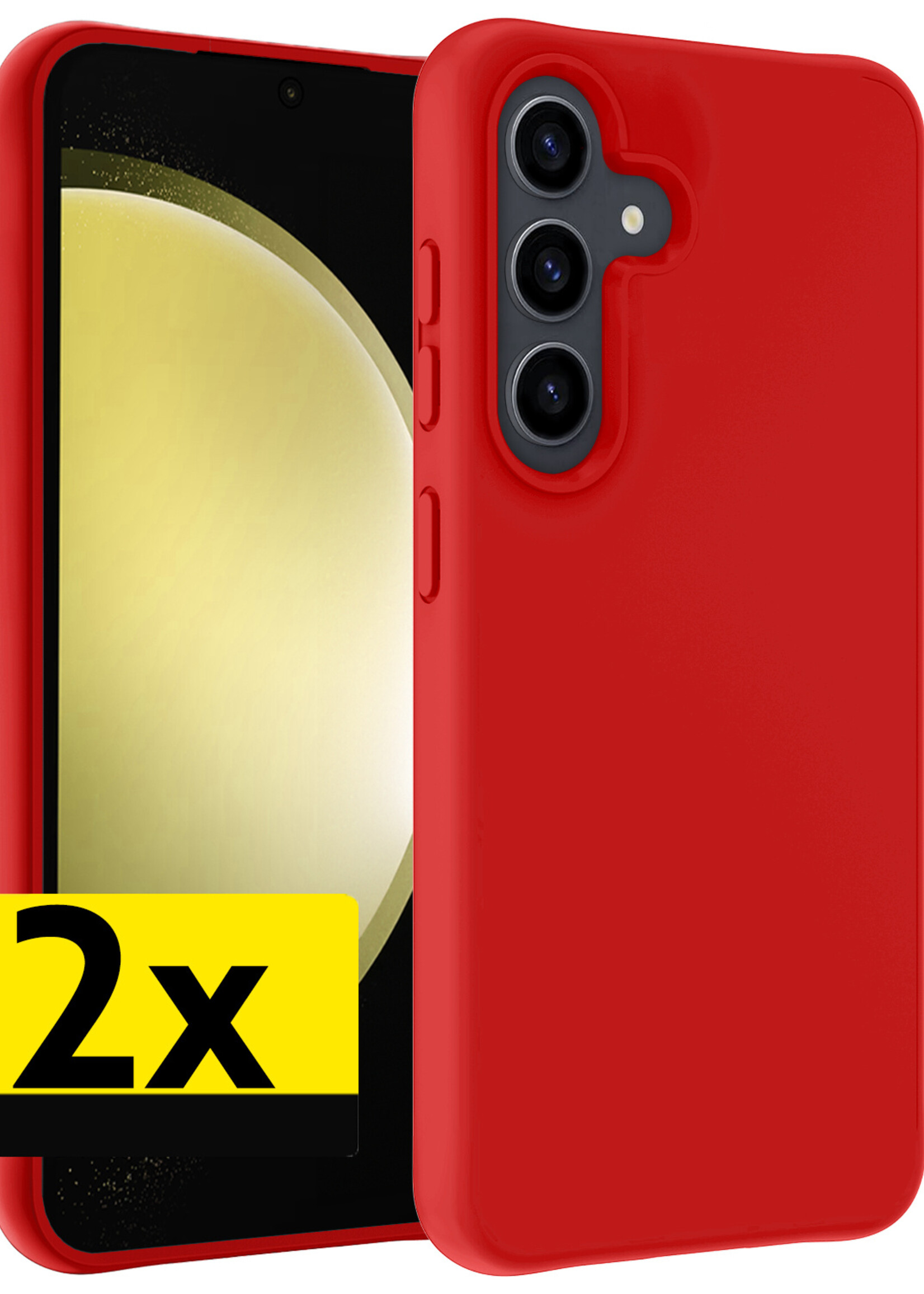 LUQ Hoesje Geschikt voor Samsung S23 FE Hoesje Siliconen Case - Hoes Geschikt voor Samsung Galaxy S23 FE Hoes Siliconen - Rood - 2 Stuks