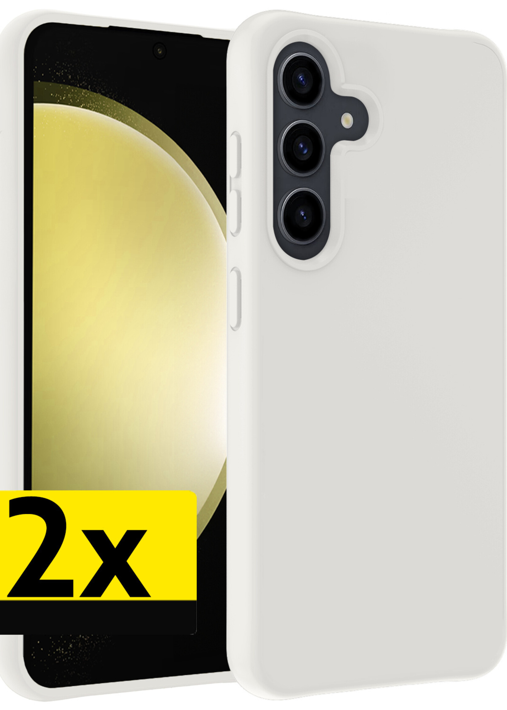 LUQ Hoesje Geschikt voor Samsung S23 FE Hoesje Siliconen Case - Hoes Geschikt voor Samsung Galaxy S23 FE Hoes Siliconen - Wit - 2 Stuks