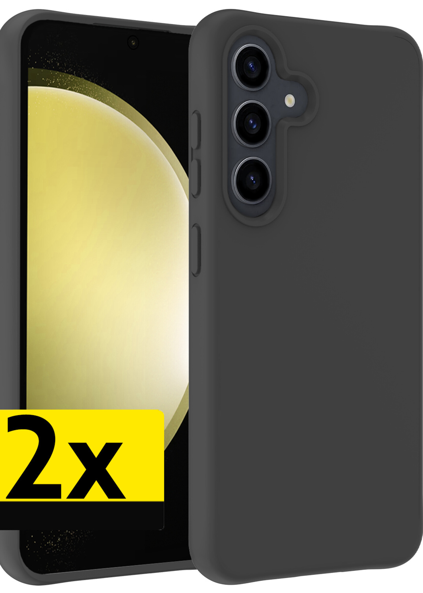 LUQ Hoesje Geschikt voor Samsung S23 FE Hoesje Siliconen Case - Hoes Geschikt voor Samsung Galaxy S23 FE Hoes Siliconen - Zwart - 2 Stuks