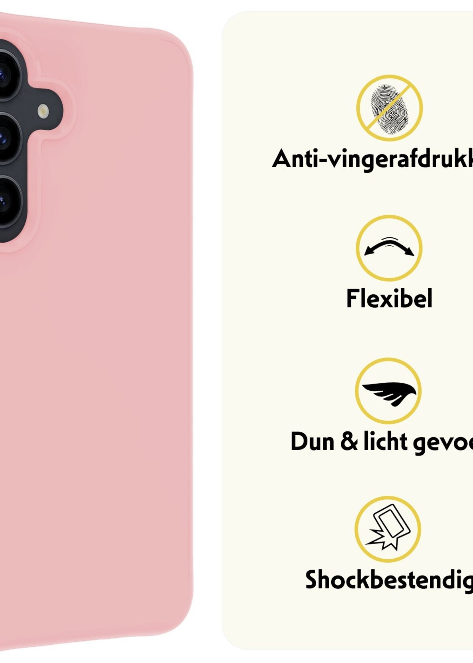 LUQ Hoesje Geschikt voor Samsung S23 FE Hoesje Siliconen Case Met Screenprotector - Hoes Geschikt voor Samsung Galaxy S23 FE Hoes Siliconen - Lichtroze