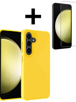 LUQ LUQ Samsung Galaxy S23 FE Hoesje Siliconen Met Screenprotector - Geel