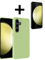 LUQ LUQ Samsung Galaxy S23 FE Hoesje Siliconen Met Screenprotector - Groen