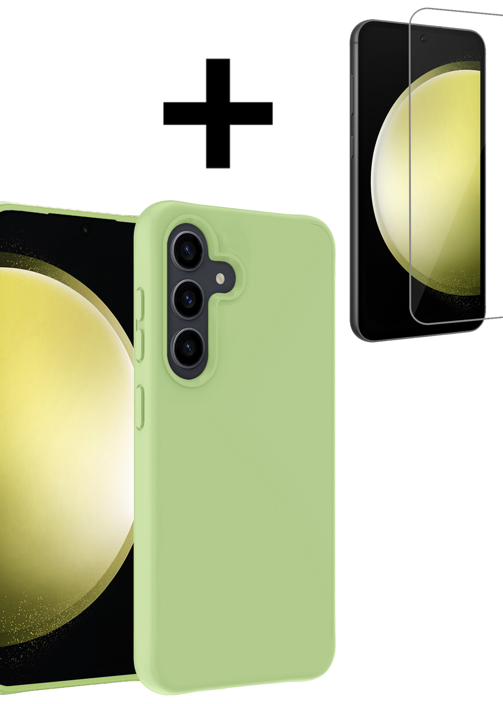 LUQ Hoesje Geschikt voor Samsung S23 FE Hoesje Siliconen Case Met Screenprotector - Hoes Geschikt voor Samsung Galaxy S23 FE Hoes Siliconen - Groen