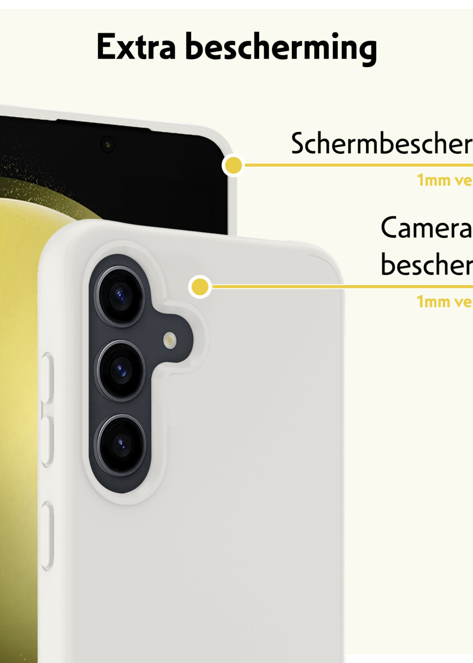 LUQ Hoesje Geschikt voor Samsung S23 FE Hoesje Siliconen Case Met Screenprotector - Hoes Geschikt voor Samsung Galaxy S23 FE Hoes Siliconen - Wit