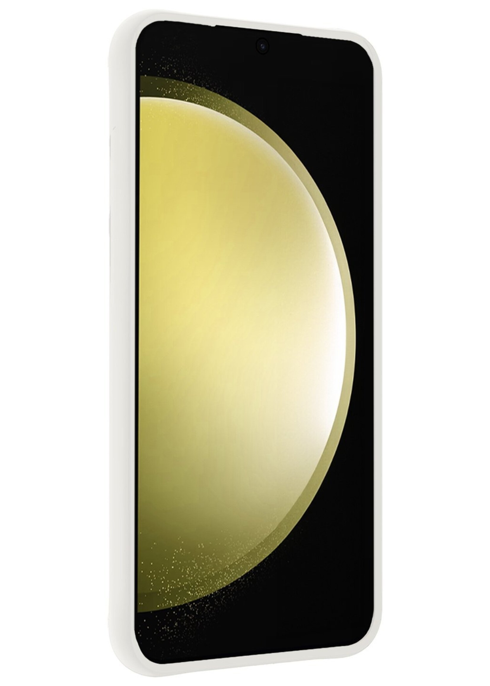 LUQ Hoesje Geschikt voor Samsung S23 FE Hoesje Siliconen Case Met Screenprotector - Hoes Geschikt voor Samsung Galaxy S23 FE Hoes Siliconen - Wit