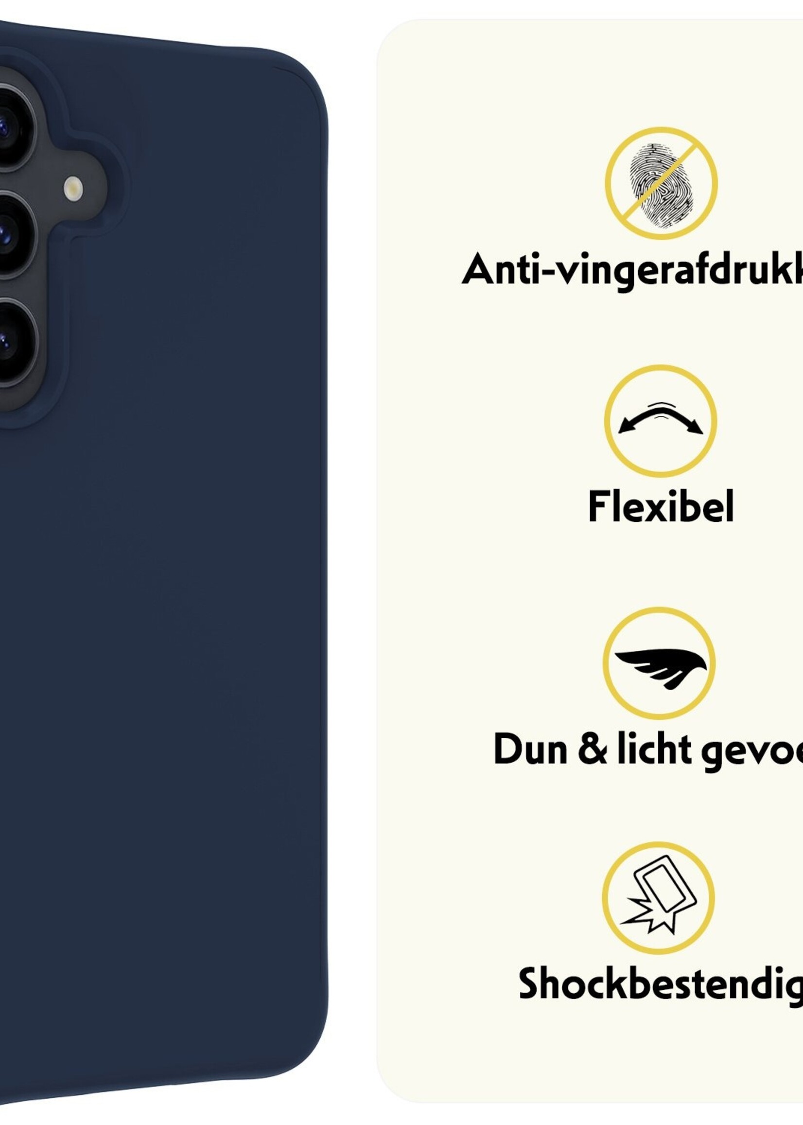 LUQ Hoesje Geschikt voor Samsung S23 FE Hoesje Siliconen Case Met 2x Screenprotector - Hoes Geschikt voor Samsung Galaxy S23 FE Hoes Siliconen - Donkerblauw