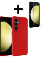LUQ LUQ Samsung Galaxy S23 FE Hoesje Siliconen Met Screenprotector - Rood