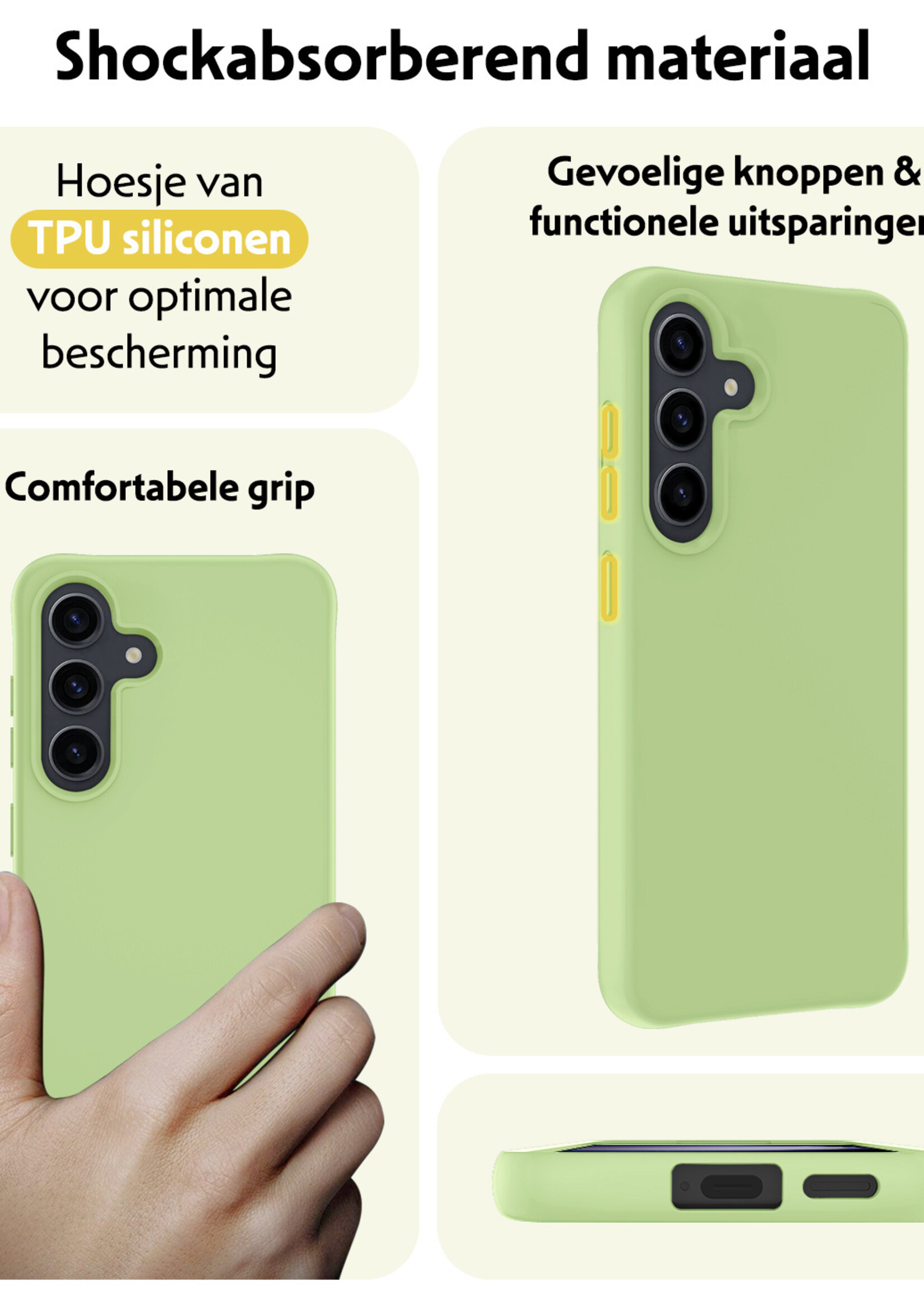 LUQ Hoesje Geschikt voor Samsung S23 FE Hoesje Siliconen Case Met 2x Screenprotector - Hoes Geschikt voor Samsung Galaxy S23 FE Hoes Siliconen - Groen