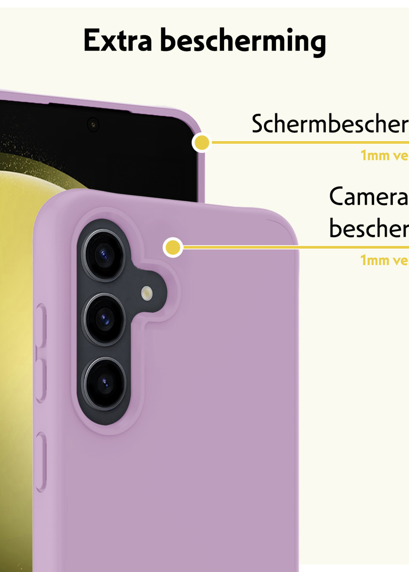 LUQ Hoesje Geschikt voor Samsung S23 FE Hoesje Siliconen Case Met 2x Screenprotector - Hoes Geschikt voor Samsung Galaxy S23 FE Hoes Siliconen - Lila