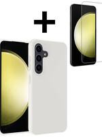 LUQ LUQ Samsung Galaxy S23 FE Hoesje Siliconen Met Screenprotector - Wit