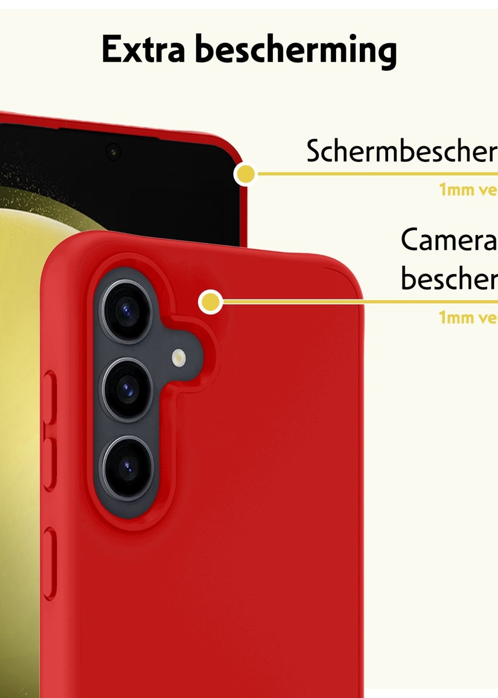 LUQ Hoesje Geschikt voor Samsung S23 FE Hoesje Siliconen Case Met 2x Screenprotector - Hoes Geschikt voor Samsung Galaxy S23 FE Hoes Siliconen - Rood