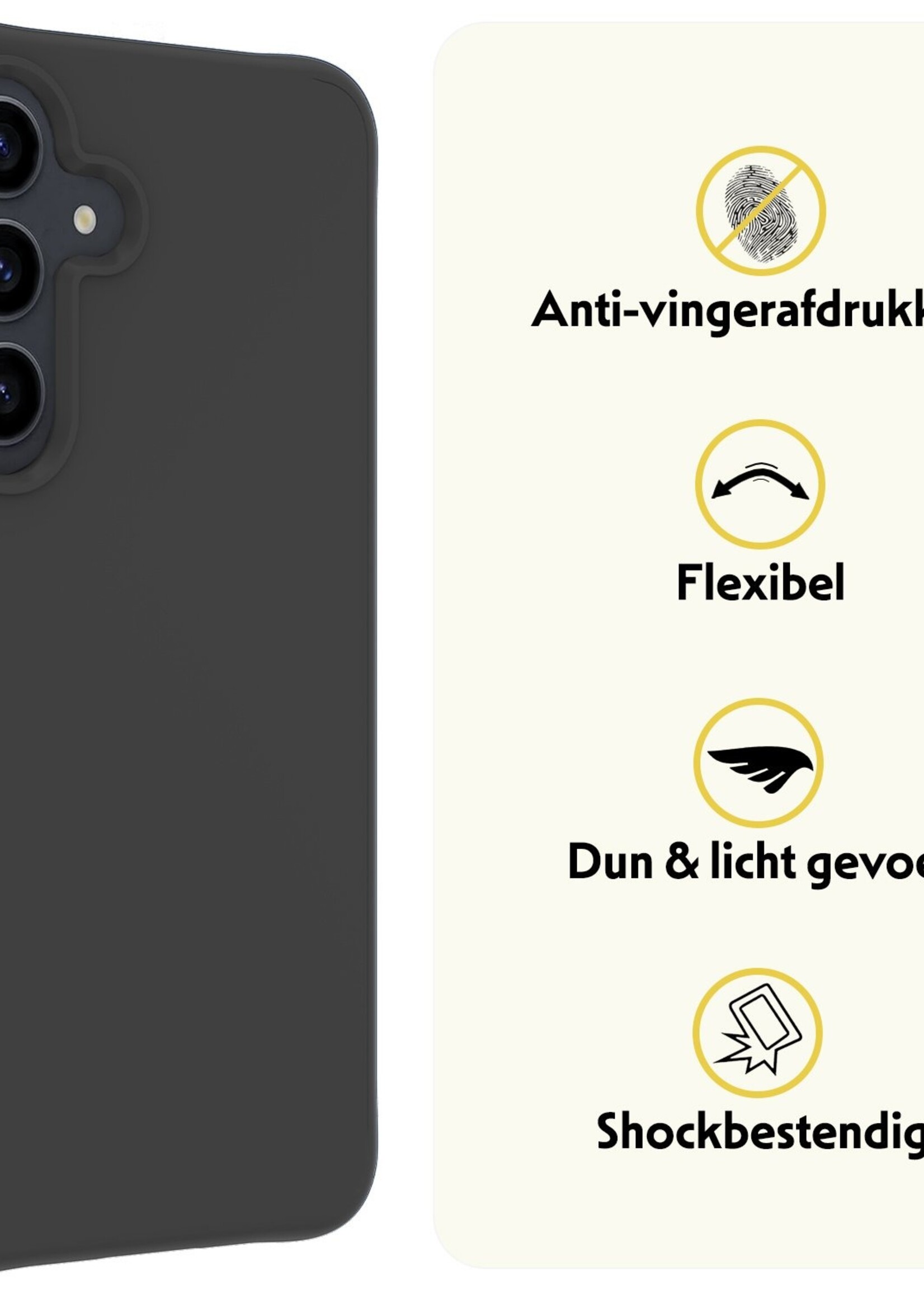 LUQ Hoesje Geschikt voor Samsung S23 FE Hoesje Siliconen Case Met 2x Screenprotector - Hoes Geschikt voor Samsung Galaxy S23 FE Hoes Siliconen - Zwart