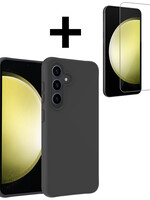 LUQ LUQ Samsung Galaxy S23 FE Hoesje Siliconen Met Screenprotector - Zwart