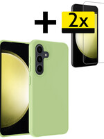 LUQ LUQ Samsung Galaxy S23 FE Hoesje Siliconen Met 2x Screenprotector - Groen