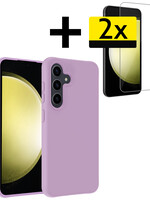 LUQ LUQ Samsung Galaxy S23 FE Hoesje Siliconen Met 2x Screenprotector - Lila
