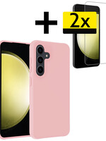 LUQ LUQ Samsung Galaxy S23 FE Hoesje Siliconen Met 2x Screenprotector - Lichtroze