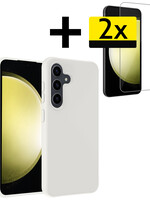 LUQ LUQ Samsung Galaxy S23 FE Hoesje Siliconen Met 2x Screenprotector - Wit