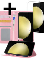 LUQ LUQ Samsung Galaxy S23 FE Hoesje Bookcase Met Screenprotector - Lichtroze