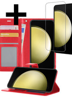 LUQ LUQ Samsung Galaxy S23 FE Hoesje Bookcase Met Screenprotector - Rood