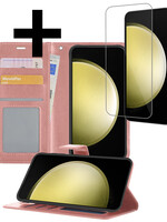LUQ LUQ Samsung Galaxy S23 FE Hoesje Bookcase Met Screenprotector - Rose Goud