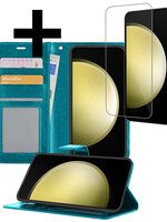 LUQ LUQ Samsung Galaxy S23 FE Hoesje Bookcase Met Screenprotector - Turquoise