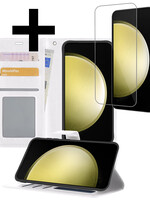 LUQ LUQ Samsung Galaxy S23 FE Hoesje Bookcase Met Screenprotector - Wit