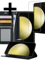LUQ LUQ Samsung Galaxy S23 FE Hoesje Bookcase Met Screenprotector - Zwart