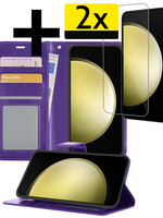 LUQ LUQ Samsung Galaxy S23 FE Hoesje Bookcase Met 2x Screenprotector - Paars