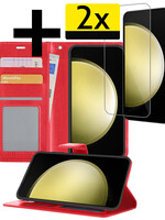 LUQ LUQ Samsung Galaxy S23 FE Hoesje Bookcase Met 2x Screenprotector - Rood