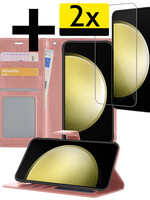 LUQ LUQ Samsung Galaxy S23 FE Hoesje Bookcase Met 2x Screenprotector - Rose Goud