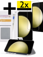LUQ LUQ Samsung Galaxy S23 FE Hoesje Bookcase Met 2x Screenprotector - Wit