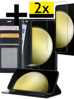 LUQ LUQ Samsung Galaxy S23 FE Hoesje Bookcase Met 2x Screenprotector - Zwart