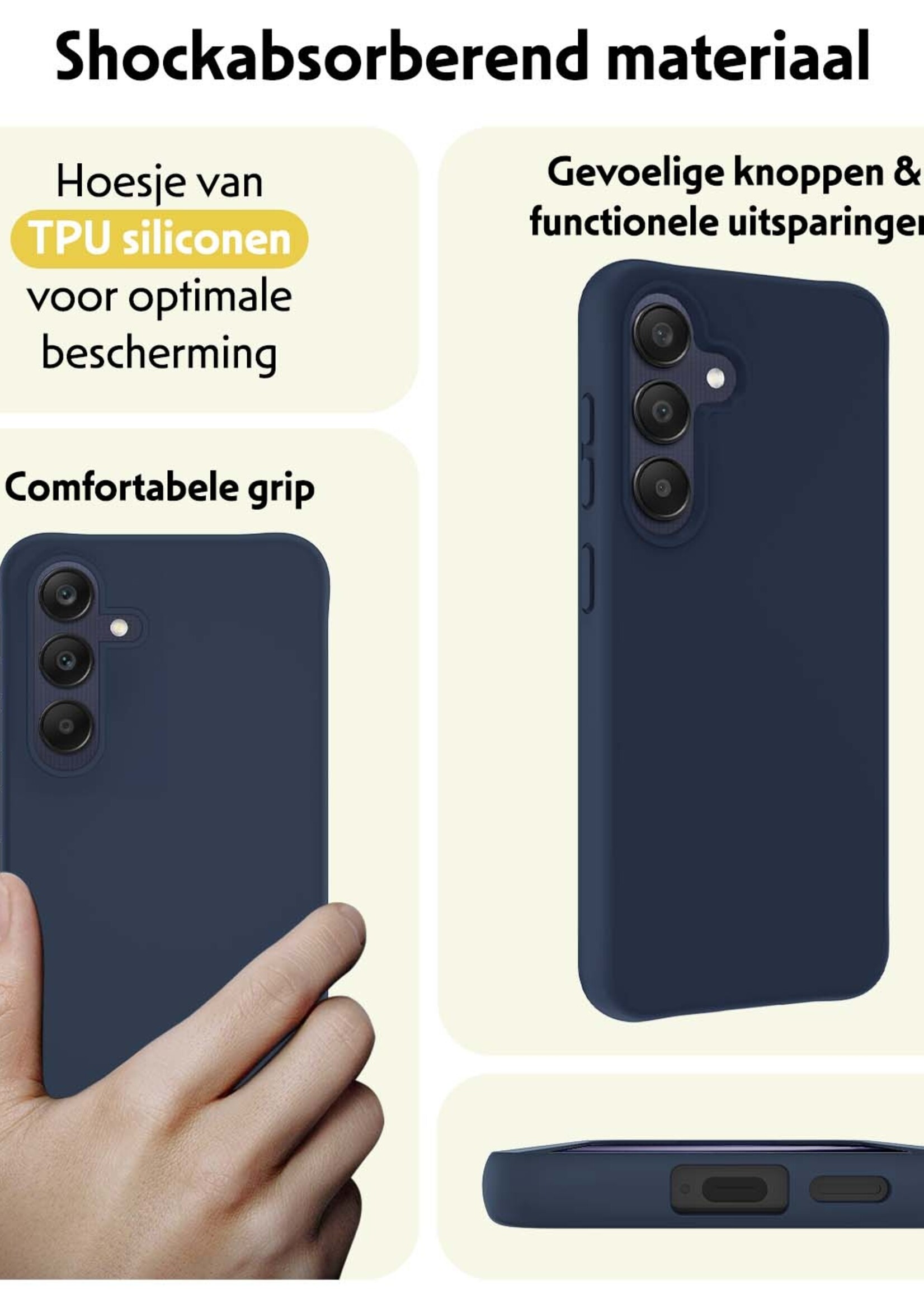 LUQ Hoesje Geschikt voor Samsung A25 Hoesje Siliconen Case - Hoes Geschikt voor Samsung Galaxy A25 Hoes Siliconen - Donkerblauw