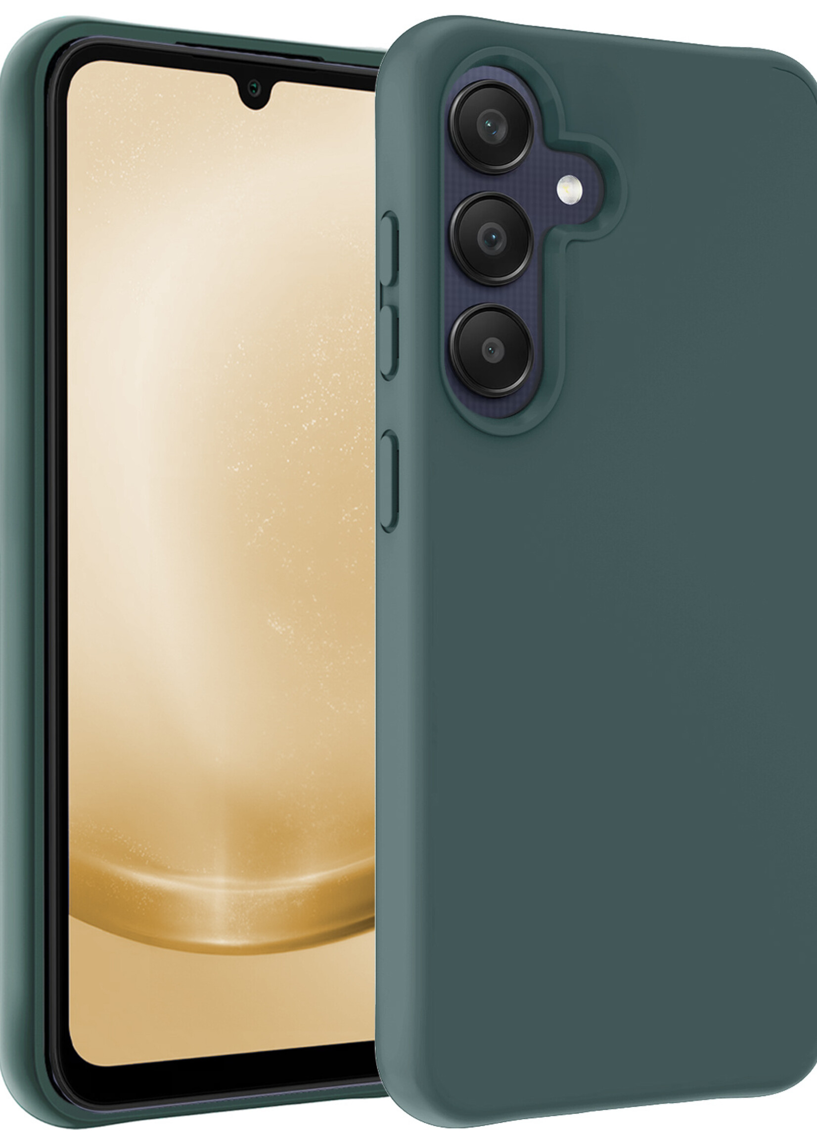 LUQ Hoesje Geschikt voor Samsung A25 Hoesje Siliconen Case - Hoes Geschikt voor Samsung Galaxy A25 Hoes Siliconen - Donkergroen