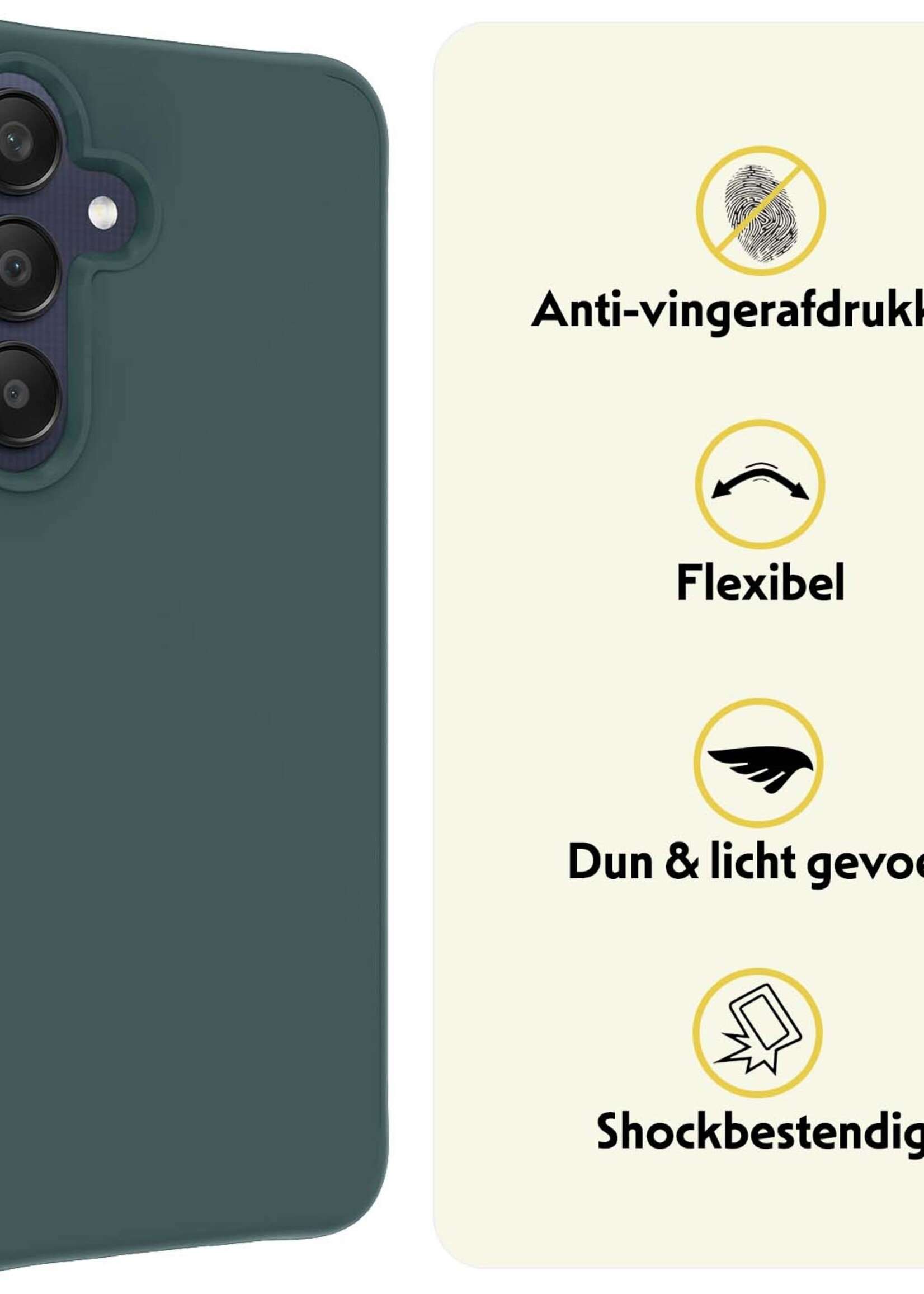 LUQ Hoesje Geschikt voor Samsung A25 Hoesje Siliconen Case - Hoes Geschikt voor Samsung Galaxy A25 Hoes Siliconen - Donkergroen