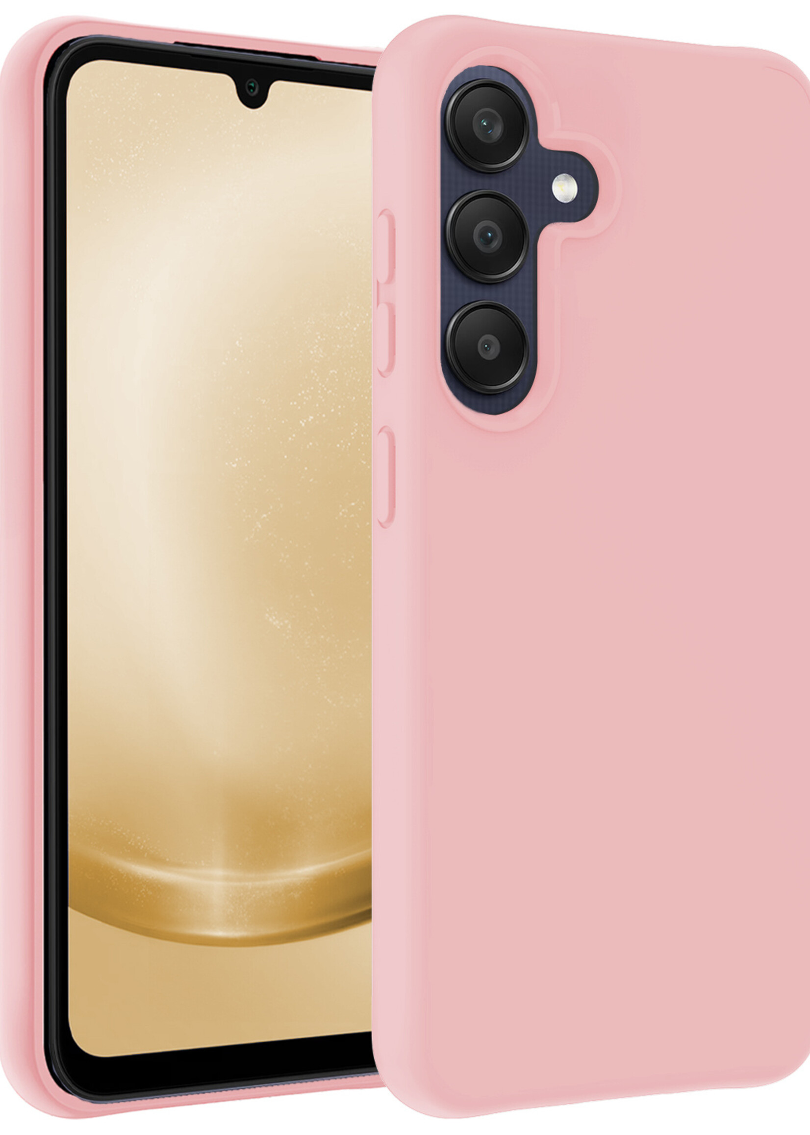 LUQ Hoesje Geschikt voor Samsung A25 Hoesje Siliconen Case - Hoes Geschikt voor Samsung Galaxy A25 Hoes Siliconen - Lichtroze