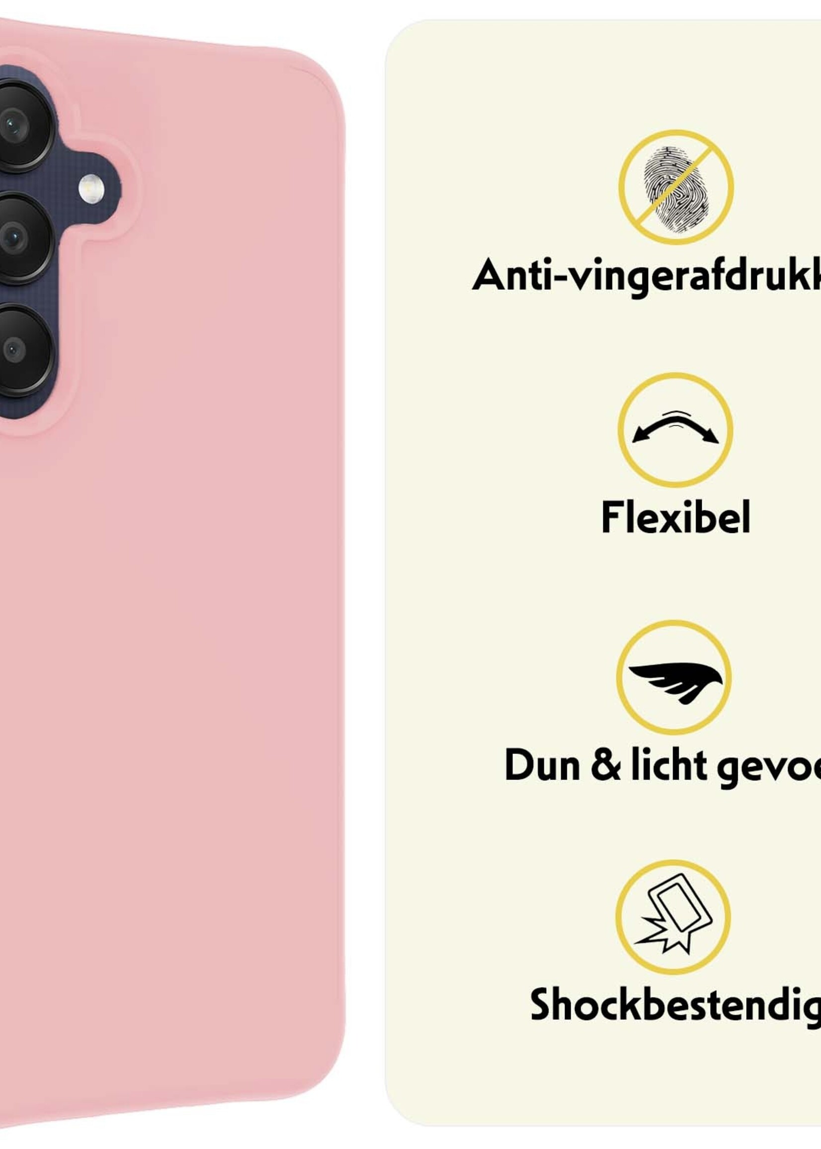 LUQ Hoesje Geschikt voor Samsung A25 Hoesje Siliconen Case - Hoes Geschikt voor Samsung Galaxy A25 Hoes Siliconen - Lichtroze