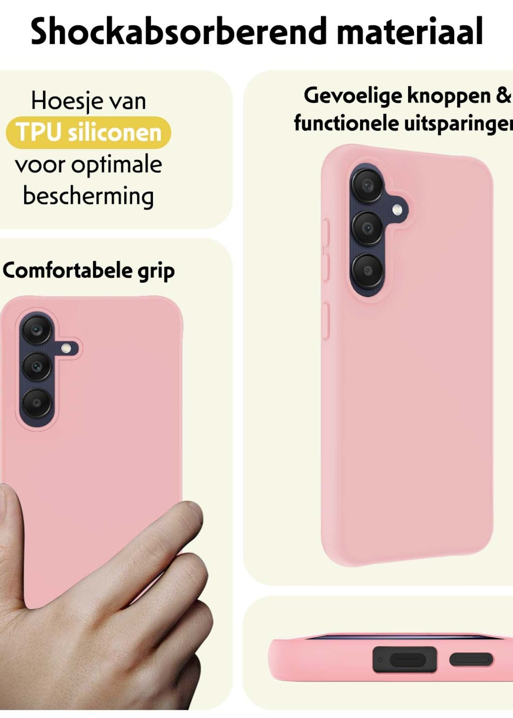 LUQ Hoesje Geschikt voor Samsung A25 Hoesje Siliconen Case - Hoes Geschikt voor Samsung Galaxy A25 Hoes Siliconen - Lichtroze