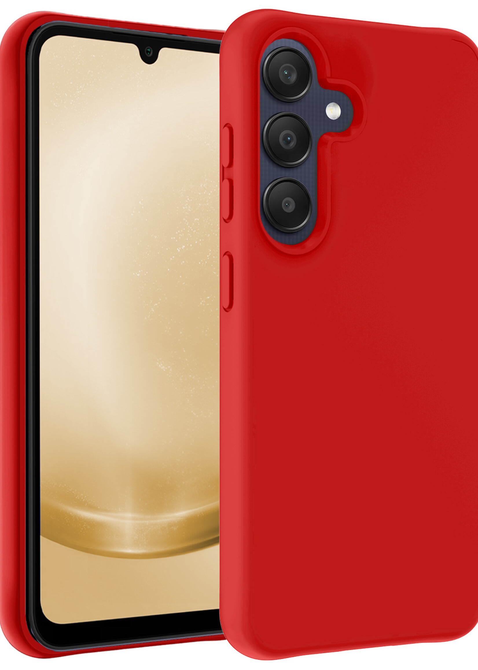 LUQ Hoesje Geschikt voor Samsung A25 Hoesje Siliconen Case - Hoes Geschikt voor Samsung Galaxy A25 Hoes Siliconen - Rood