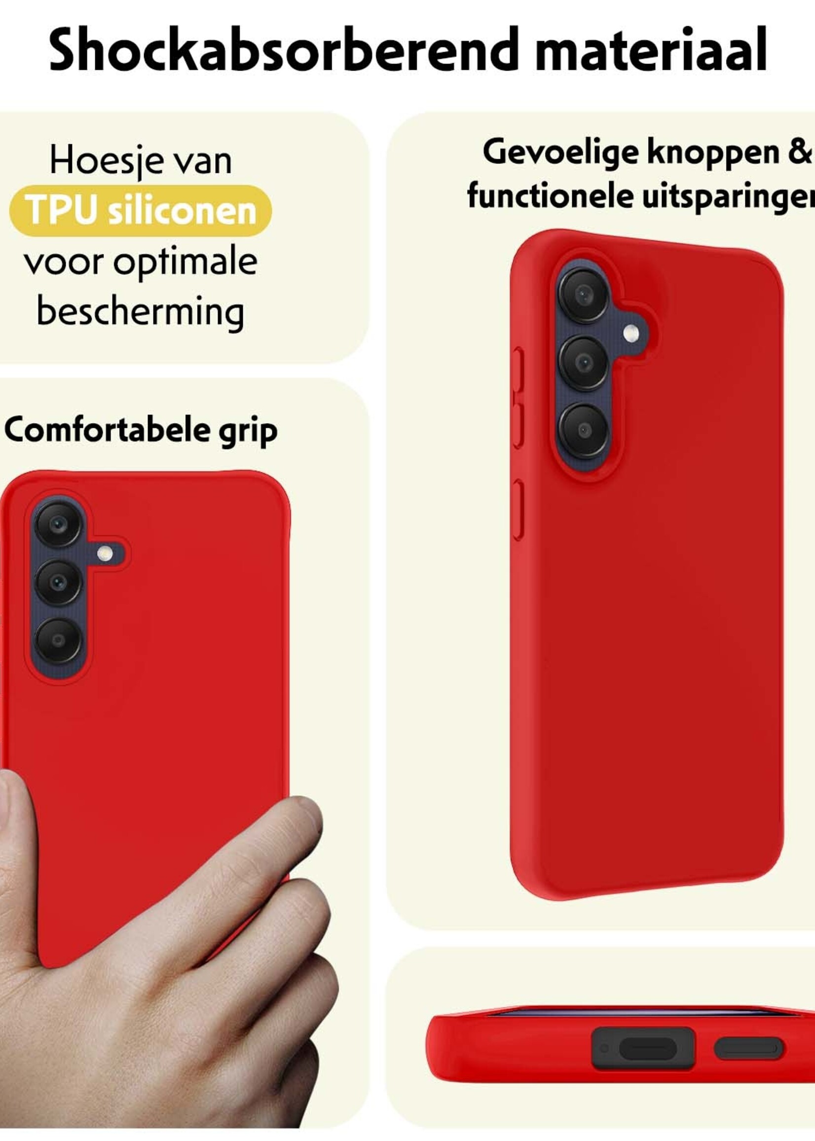 LUQ Hoesje Geschikt voor Samsung A25 Hoesje Siliconen Case - Hoes Geschikt voor Samsung Galaxy A25 Hoes Siliconen - Rood