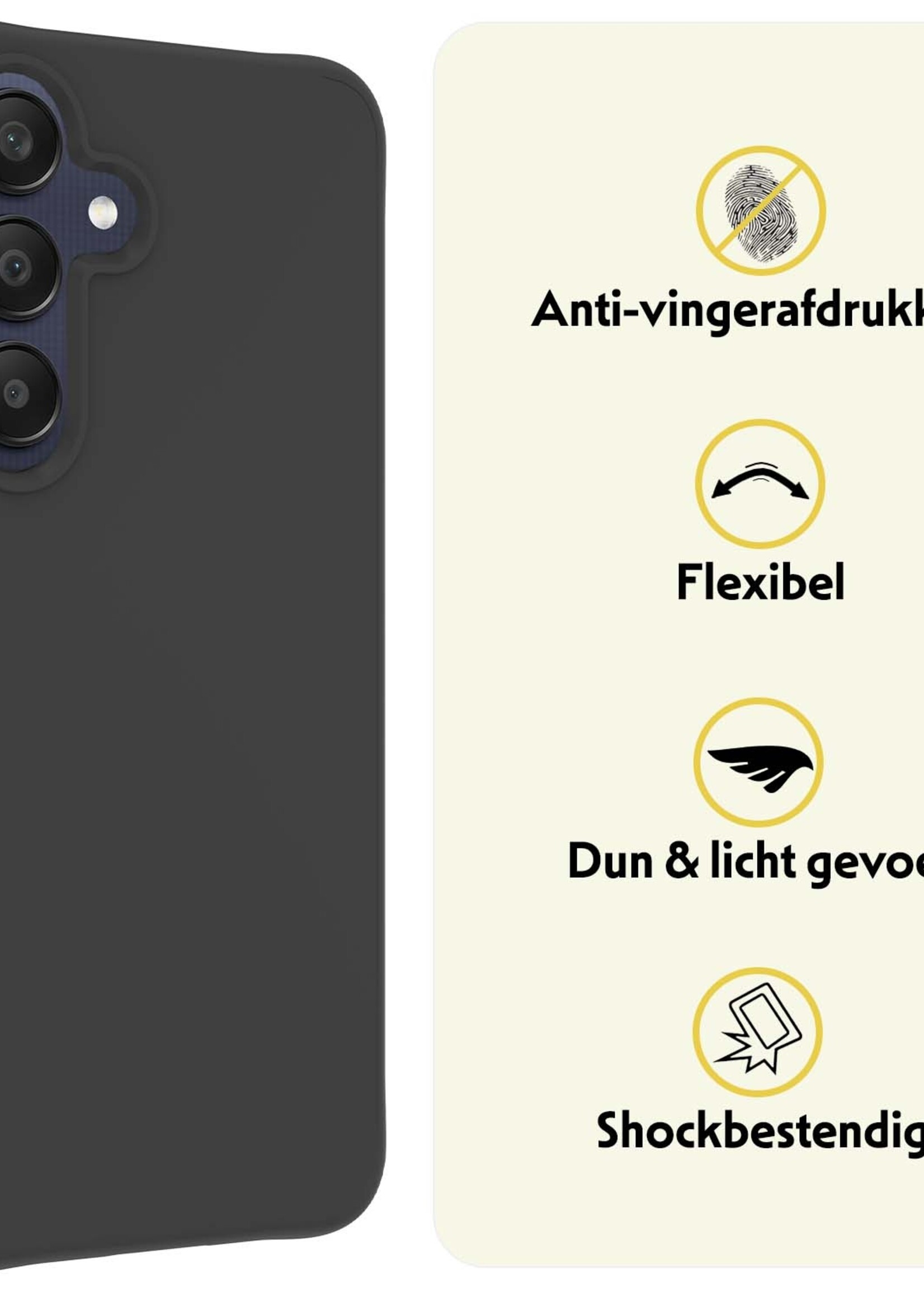 LUQ Hoesje Geschikt voor Samsung A25 Hoesje Siliconen Case - Hoes Geschikt voor Samsung Galaxy A25 Hoes Siliconen - Zwart