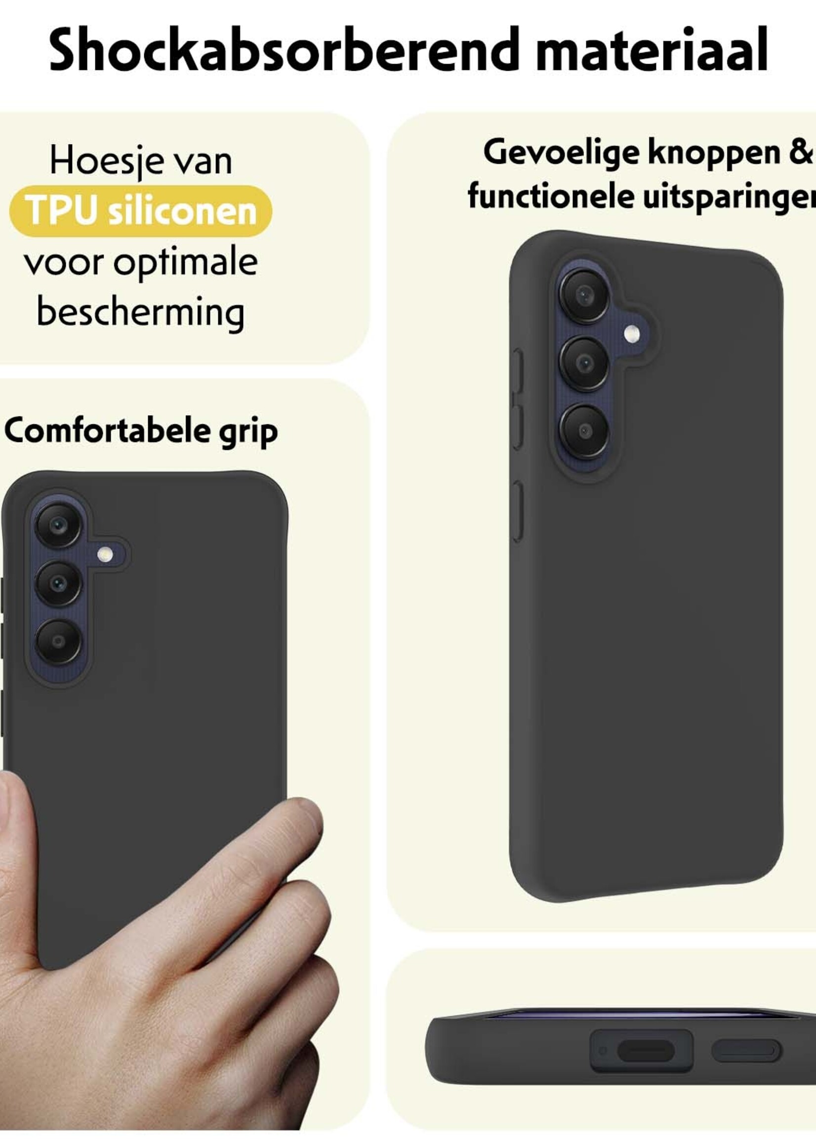 LUQ Hoesje Geschikt voor Samsung A25 Hoesje Siliconen Case - Hoes Geschikt voor Samsung Galaxy A25 Hoes Siliconen - Zwart