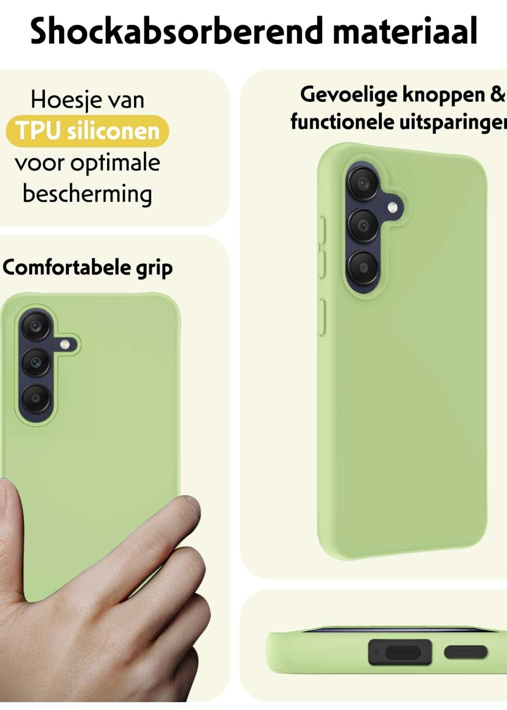 LUQ Hoesje Geschikt voor Samsung A25 Hoesje Siliconen Case - Hoes Geschikt voor Samsung Galaxy A25 Hoes Siliconen - Groen - 2 Stuks