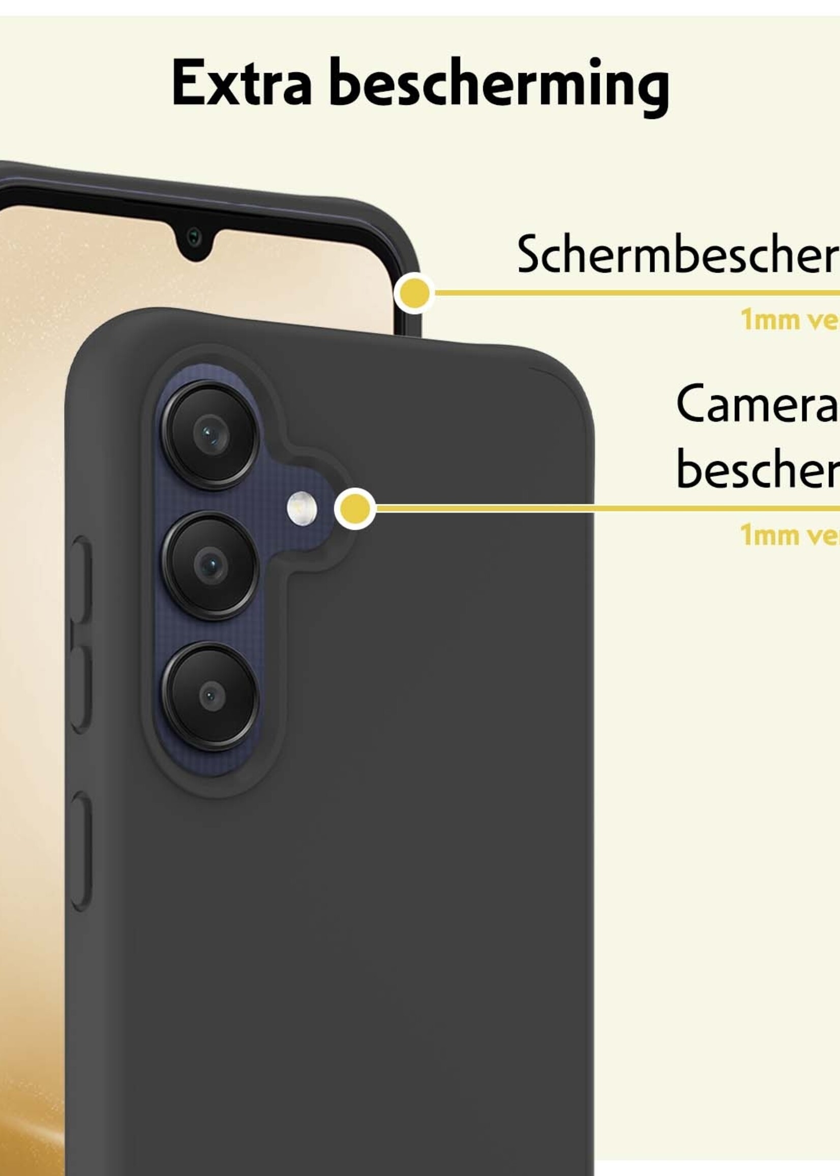 LUQ Hoesje Geschikt voor Samsung A25 Hoesje Siliconen Case - Hoes Geschikt voor Samsung Galaxy A25 Hoes Siliconen - Zwart - 2 Stuks