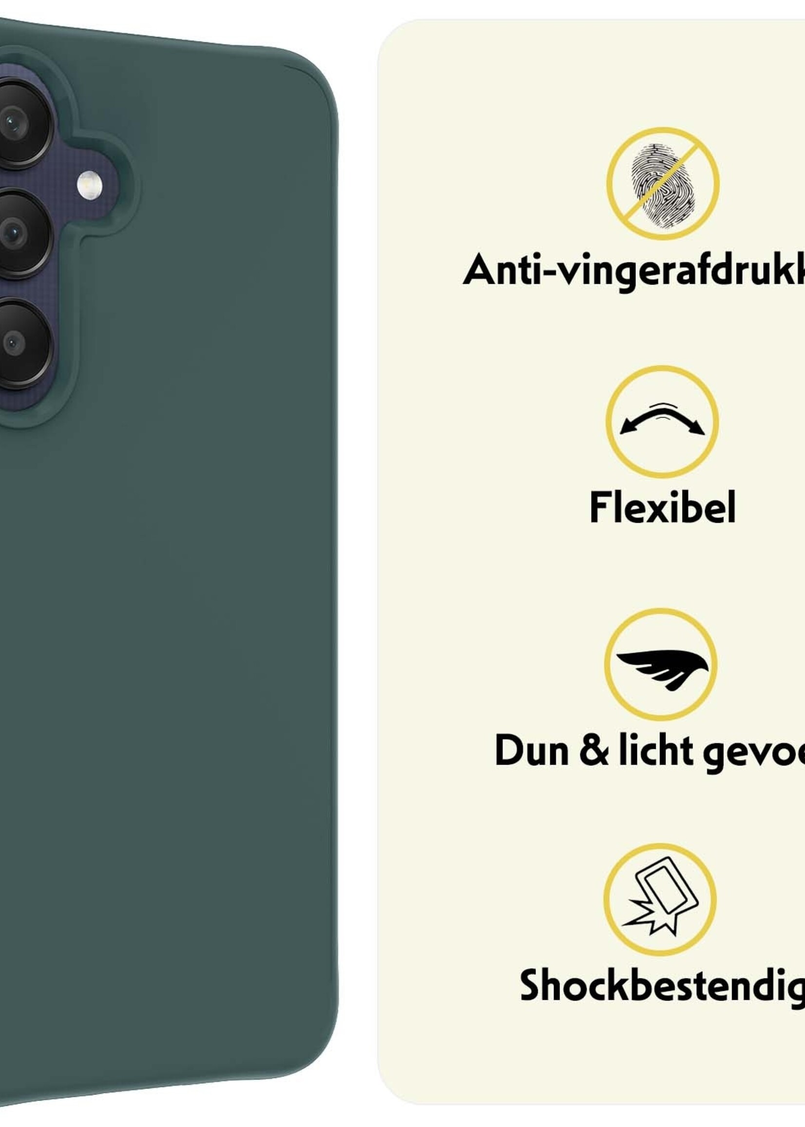 LUQ Hoesje Geschikt voor Samsung A25 Hoesje Siliconen Case Met Screenprotector - Hoes Geschikt voor Samsung Galaxy A25 Hoes Siliconen - Donkergroen