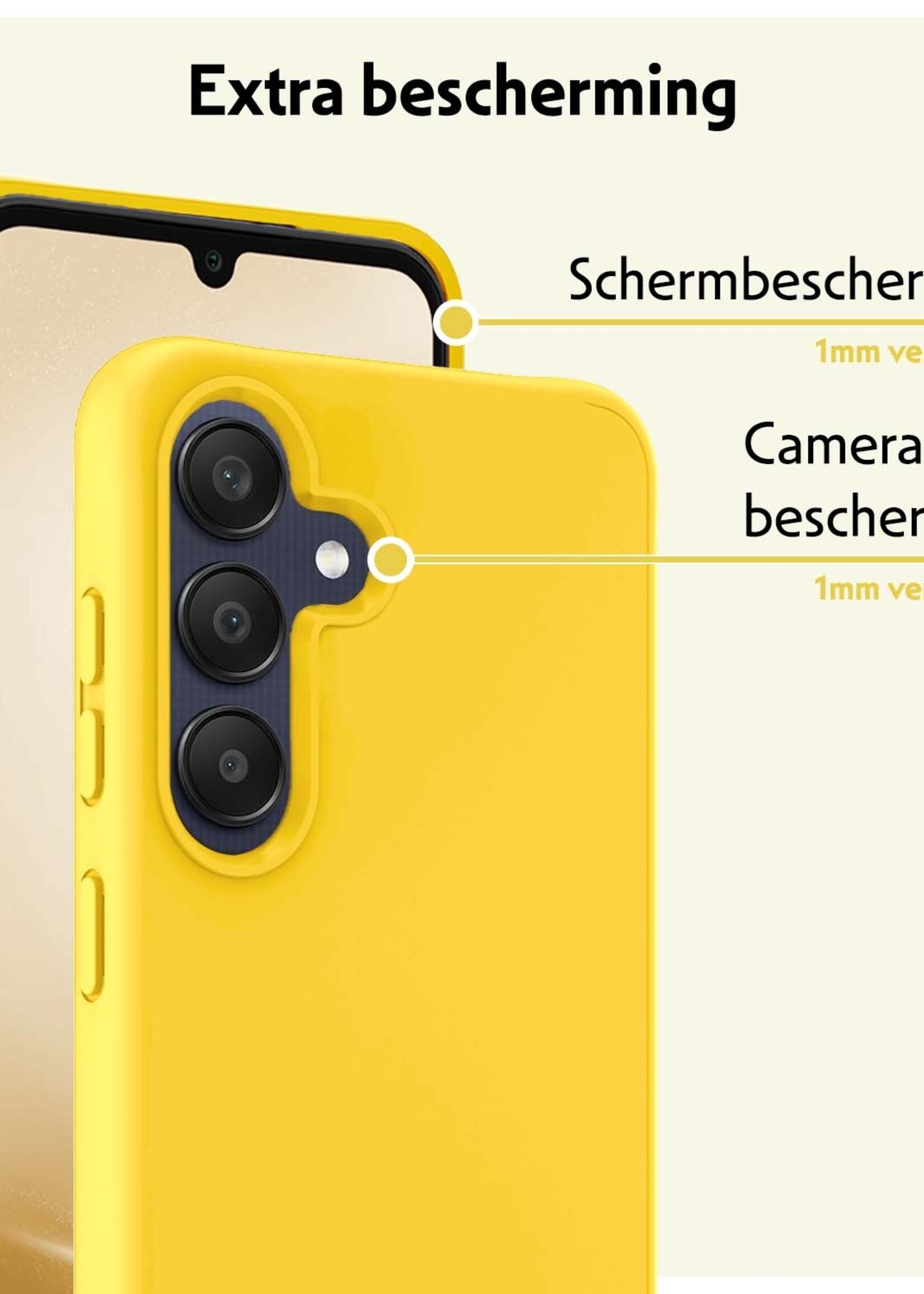 LUQ Hoesje Geschikt voor Samsung A25 Hoesje Siliconen Case Met Screenprotector - Hoes Geschikt voor Samsung Galaxy A25 Hoes Siliconen - Geel