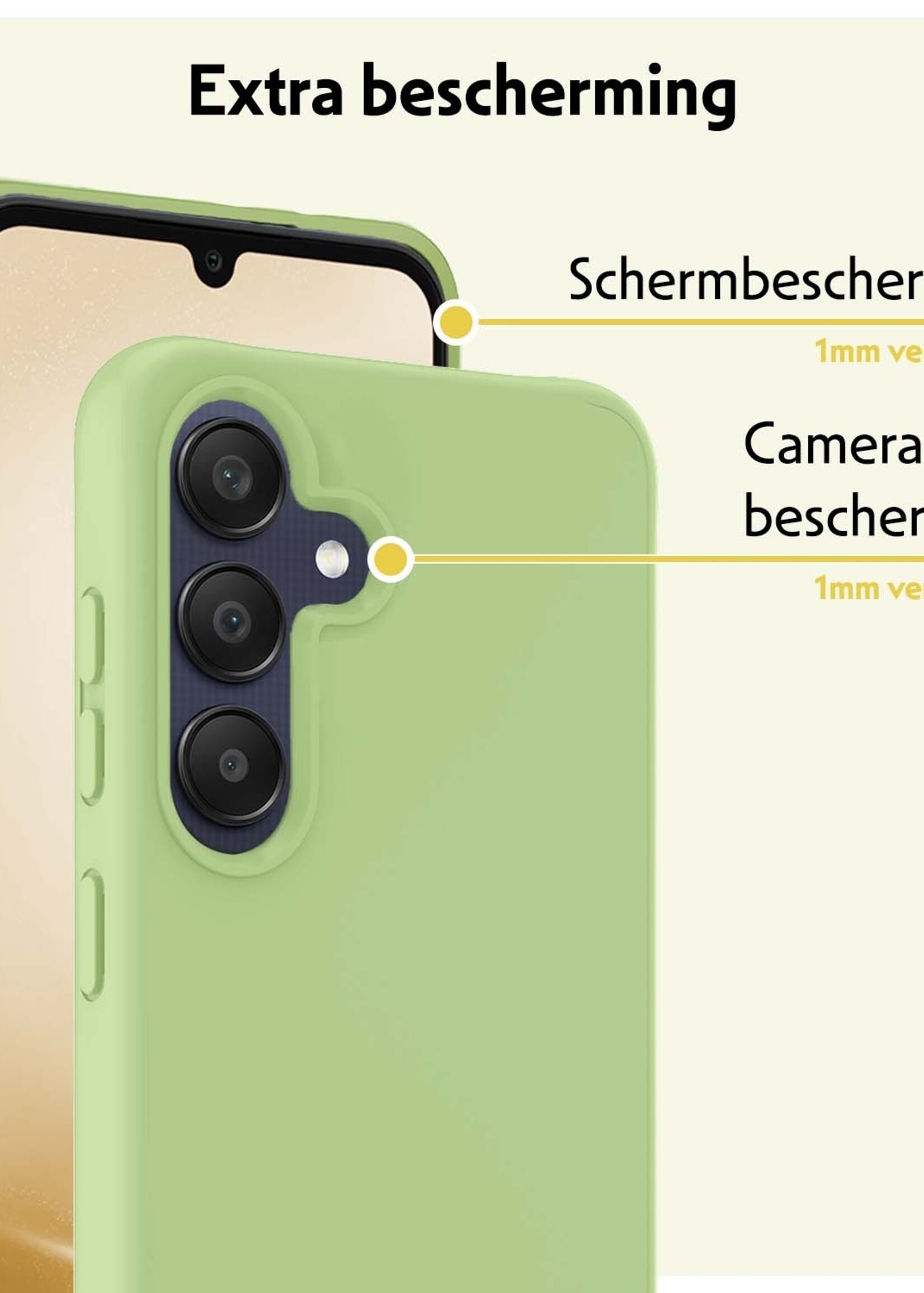 LUQ Hoesje Geschikt voor Samsung A25 Hoesje Siliconen Case Met Screenprotector - Hoes Geschikt voor Samsung Galaxy A25 Hoes Siliconen - Groen