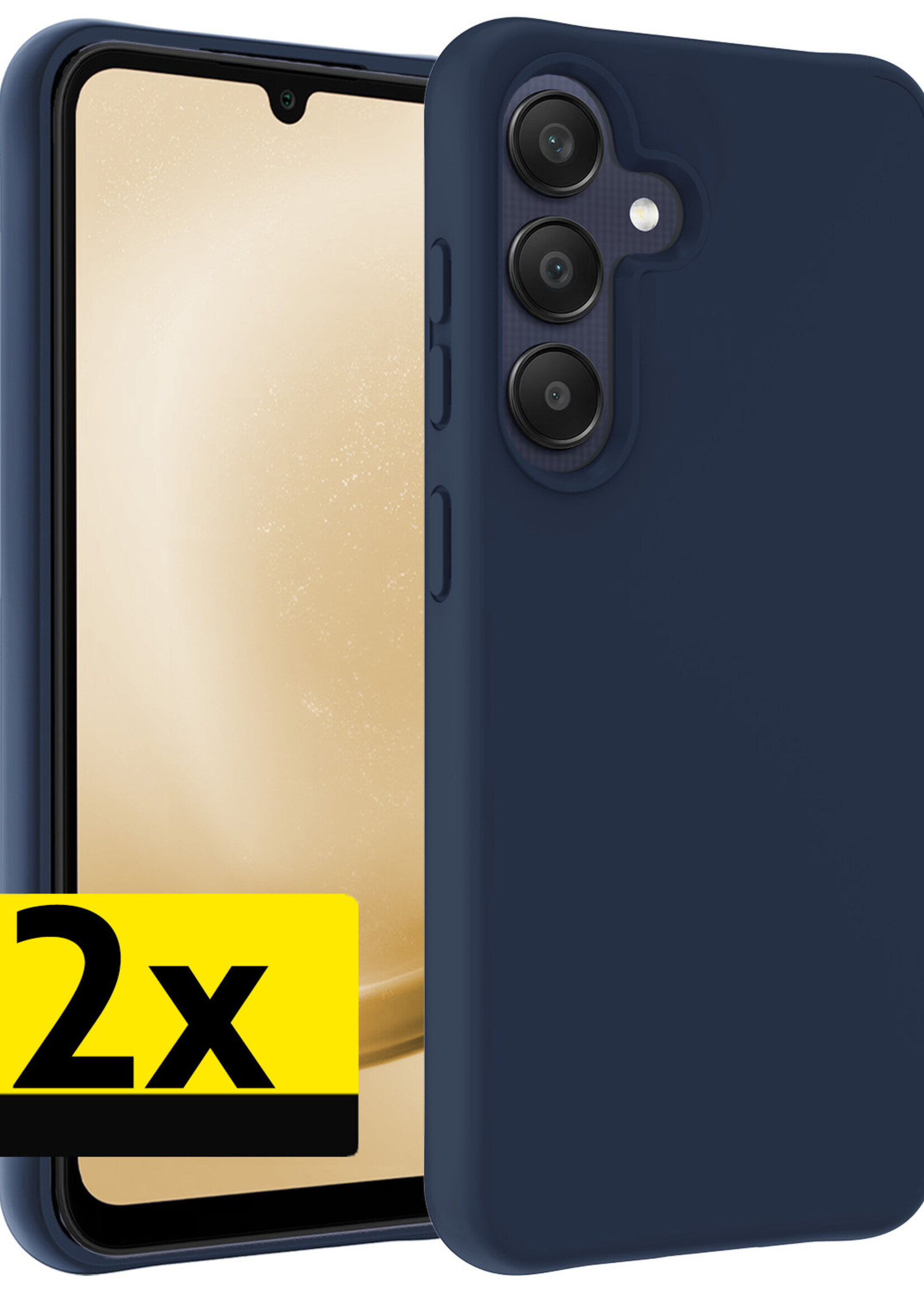 LUQ Hoesje Geschikt voor Samsung A25 Hoesje Siliconen Case - Hoes Geschikt voor Samsung Galaxy A25 Hoes Siliconen - Donkerblauw - 2 Stuks